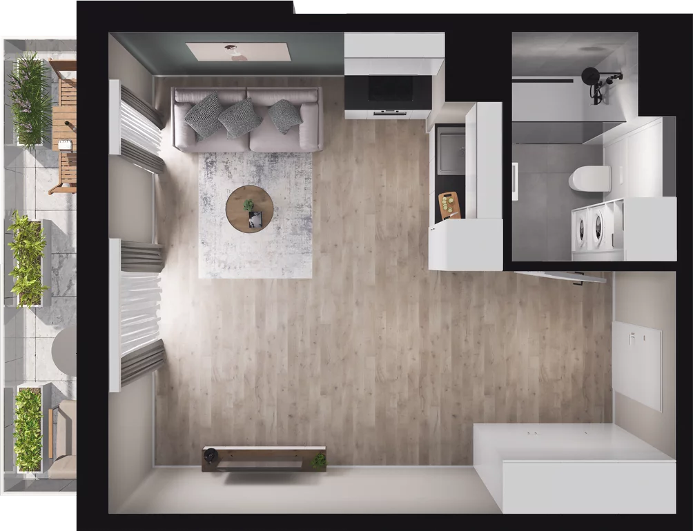 1 pokój, mieszkanie 34,05 m², piętro 5, oferta nr B17, Podedworze 13, Kraków, Podgórze Duchackie, Piaski Wielkie, ul. Podedworze 13
