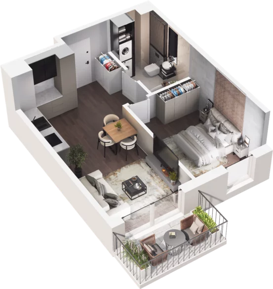2 pokoje, mieszkanie 39,38 m², piętro 2, oferta nr C1-28, Slow City, Kraków, Prądnik Biały, ul. Piaszczysta