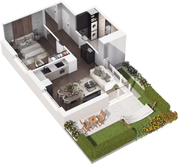 2 pokoje, mieszkanie 46,98 m², parter, oferta nr C4-2, Slow City, Kraków, Prądnik Biały, ul. Piaszczysta