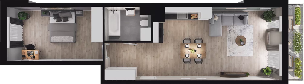 2 pokoje, mieszkanie 55,34 m², piętro 7, oferta nr B22, Podedworze 13, Kraków, Podgórze Duchackie, Piaski Wielkie, ul. Podedworze 13
