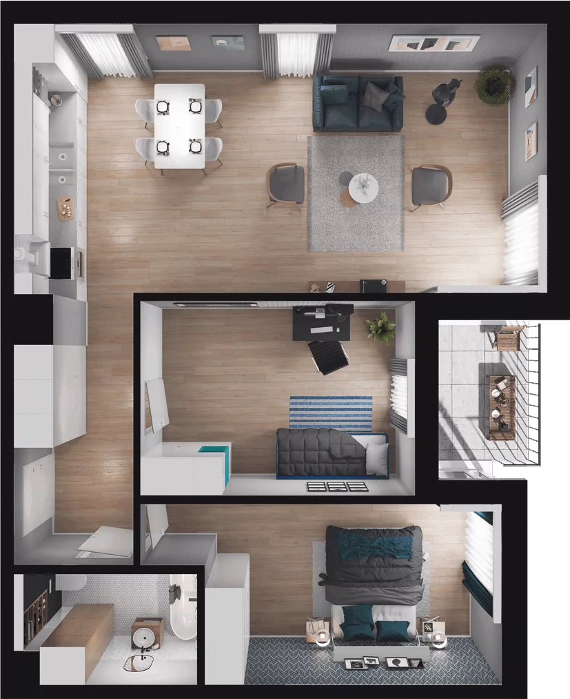 3 pokoje, mieszkanie 73,77 m², piętro 1, oferta nr B1-17, Slow City, Kraków, Prądnik Biały, ul. Piaszczysta