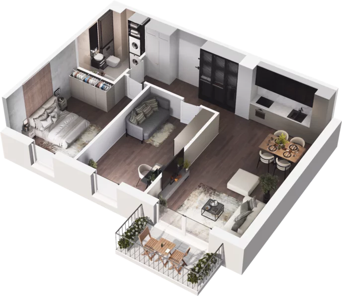 3 pokoje, mieszkanie 67,88 m², piętro 2, oferta nr C1-26, Slow City, Kraków, Prądnik Biały, ul. Piaszczysta