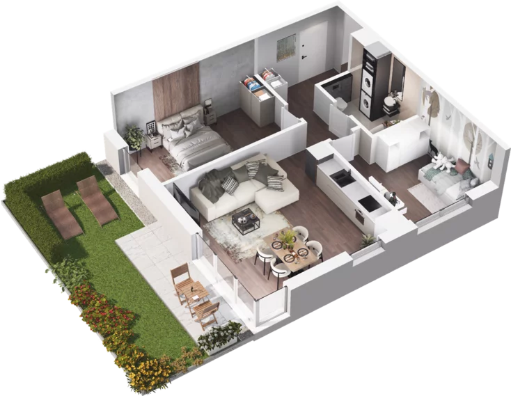 3 pokoje, mieszkanie 62,42 m², parter, oferta nr C2-61, Slow City, Kraków, Prądnik Biały, ul. Piaszczysta