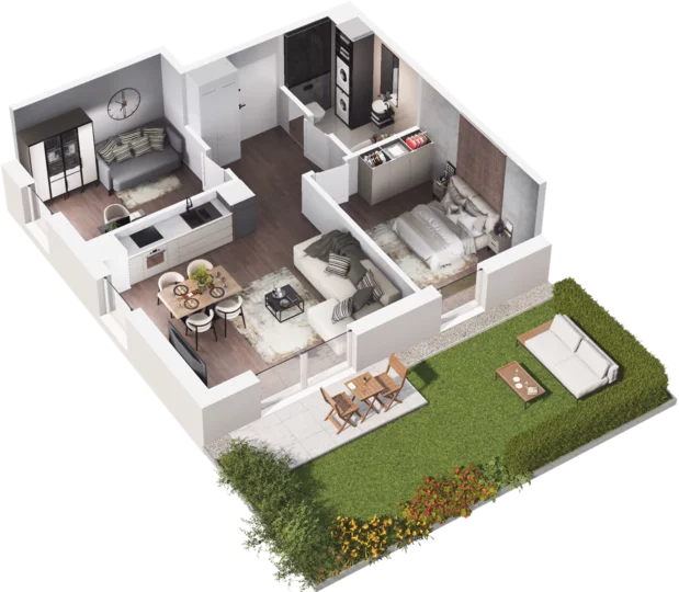 3 pokoje, mieszkanie 58,17 m², parter, oferta nr C3-87, Slow City, Kraków, Prądnik Biały, ul. Piaszczysta