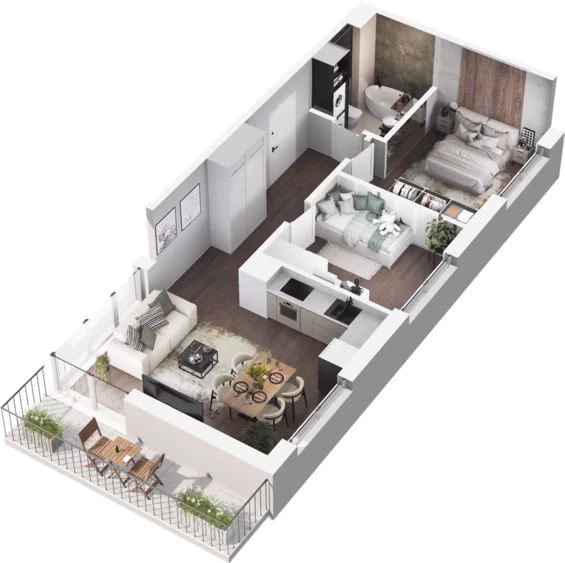 3 pokoje, mieszkanie 55,08 m², piętro 2, oferta nr C4-13, Slow City, Kraków, Prądnik Biały, ul. Piaszczysta