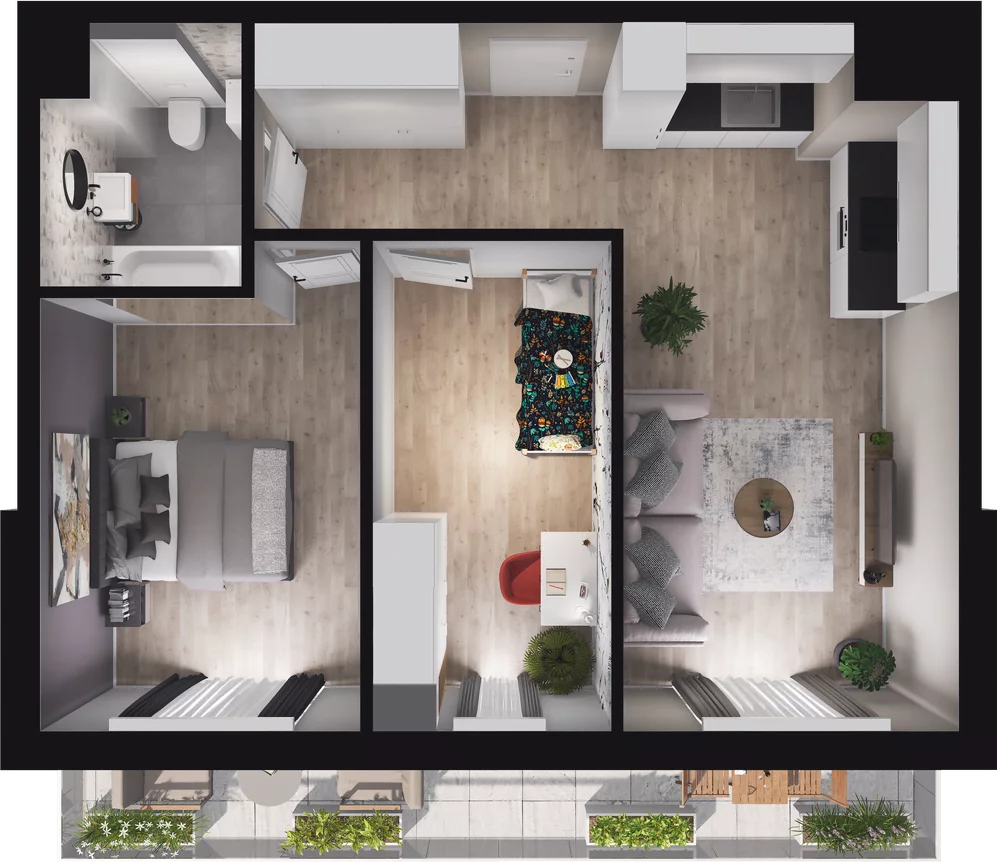 3 pokoje, mieszkanie 55,59 m², piętro 7, oferta nr A107, Podedworze 13, Kraków, Podgórze Duchackie, Piaski Wielkie, ul. Podedworze 13