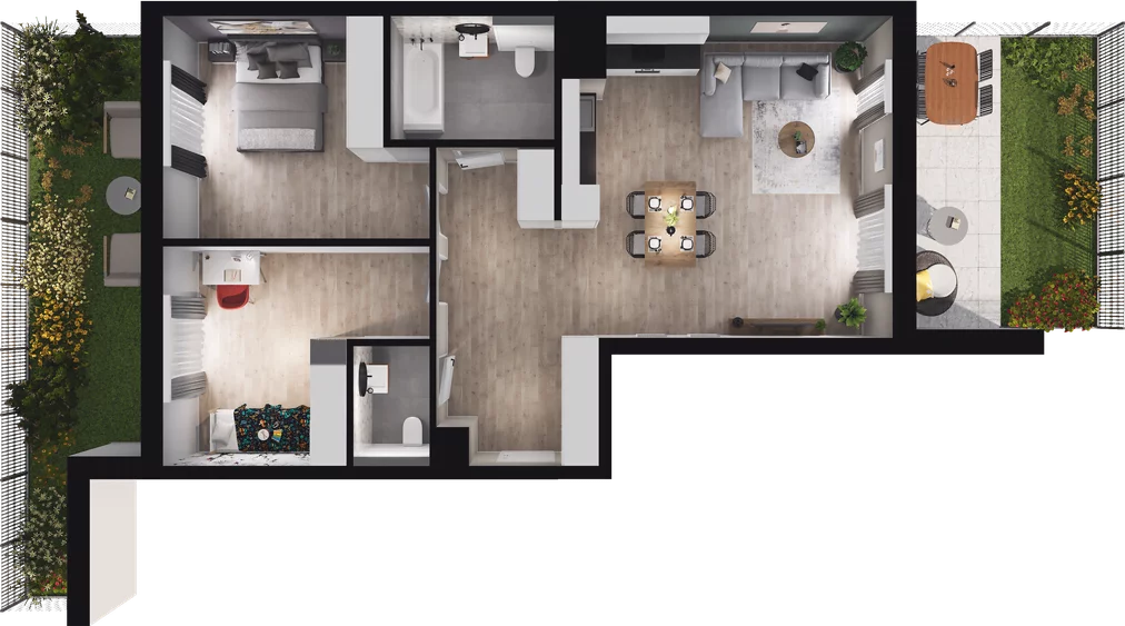 3 pokoje, mieszkanie 74,41 m², parter, oferta nr A2, Podedworze 13, Kraków, Podgórze Duchackie, Piaski Wielkie, ul. Podedworze 13