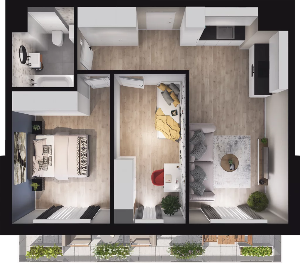 3 pokoje, mieszkanie 54,77 m², piętro 11, oferta nr A35, Podedworze 13, Kraków, Podgórze Duchackie, Piaski Wielkie, ul. Podedworze 13