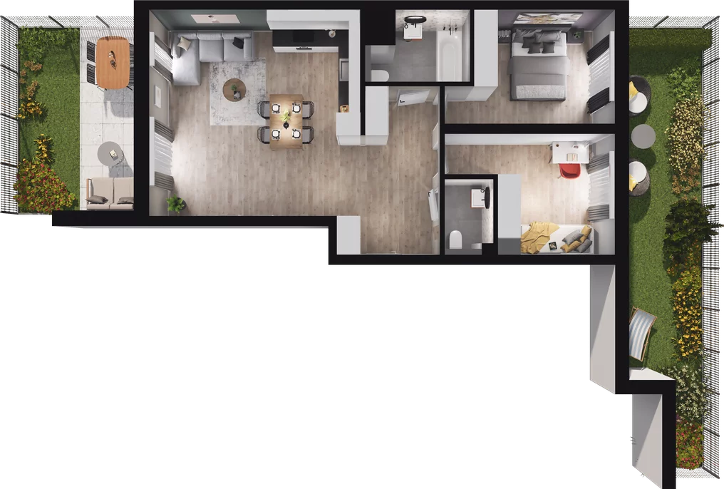 3 pokoje, mieszkanie 66,42 m², parter, oferta nr A38, Podedworze 13, Kraków, Podgórze Duchackie, Piaski Wielkie, ul. Podedworze 13