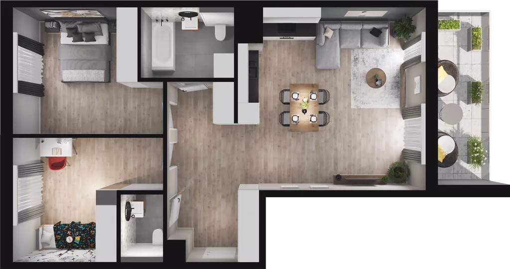 3 pokoje, mieszkanie 74,72 m², piętro 1, oferta nr A4, Podedworze 13, Kraków, Podgórze Duchackie, Piaski Wielkie, ul. Podedworze 13