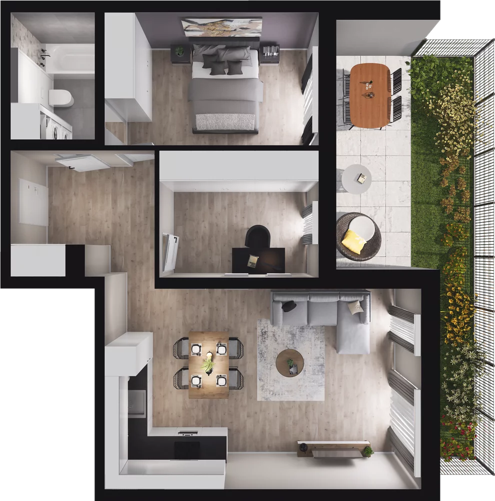 3 pokoje, mieszkanie 57,95 m², parter, oferta nr B1, Podedworze 13, Kraków, Podgórze Duchackie, Piaski Wielkie, ul. Podedworze 13