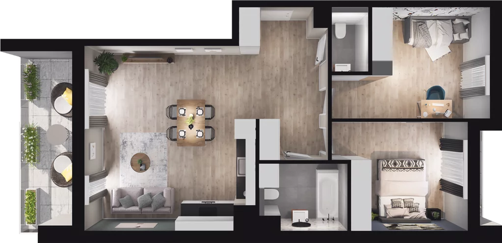 3 pokoje, mieszkanie 68,21 m², piętro 10, oferta nr B101, Podedworze 13, Kraków, Podgórze Duchackie, Piaski Wielkie, ul. Podedworze 13