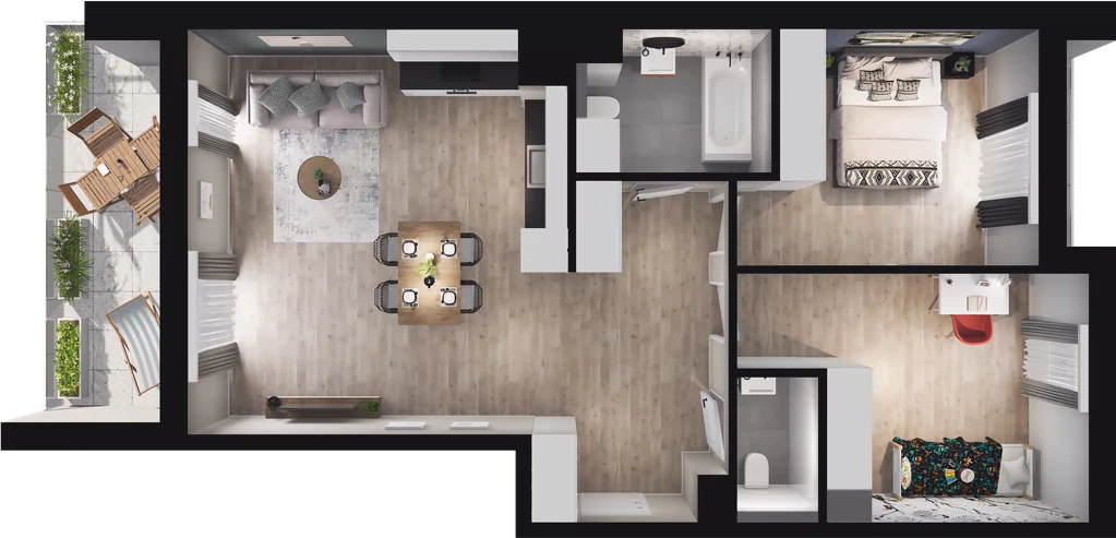 3 pokoje, mieszkanie 67,57 m², piętro 6, oferta nr B21, Podedworze 13, Kraków, Podgórze Duchackie, Piaski Wielkie, ul. Podedworze 13