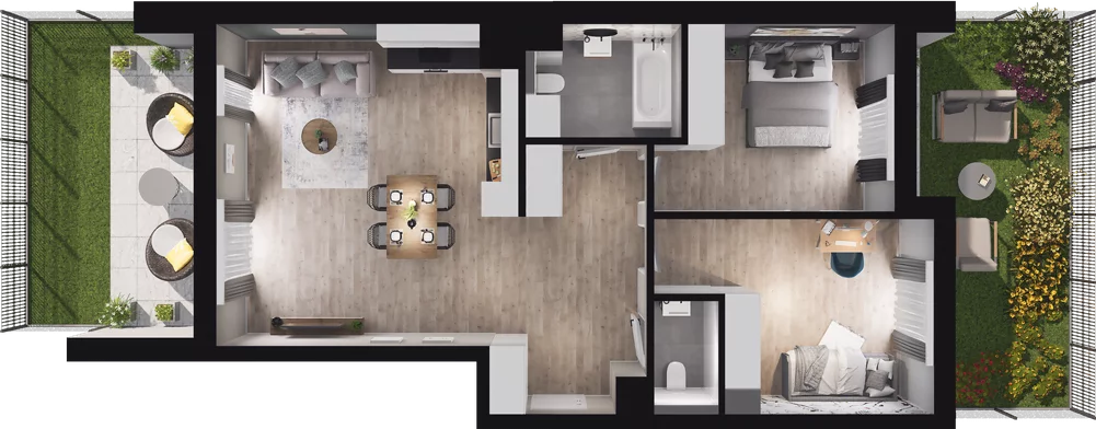 3 pokoje, mieszkanie 67,23 m², parter, oferta nr B3, Podedworze 13, Kraków, Podgórze Duchackie, Piaski Wielkie, ul. Podedworze 13