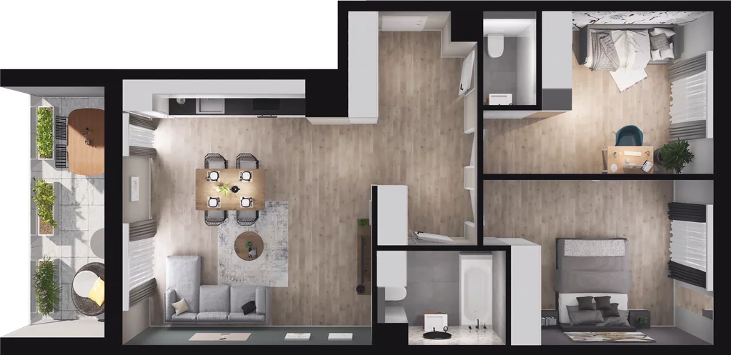 3 pokoje, mieszkanie 71,02 m², piętro 11, oferta nr B68, Podedworze 13, Kraków, Podgórze Duchackie, Piaski Wielkie, ul. Podedworze 13