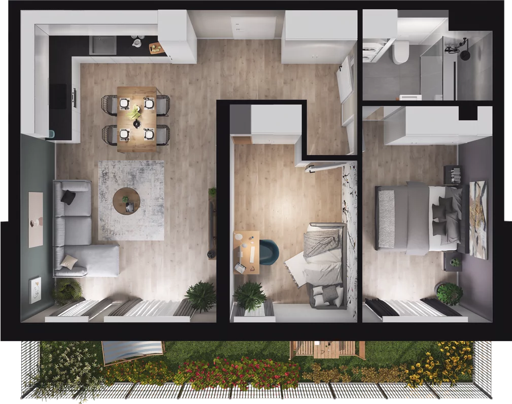 3 pokoje, mieszkanie 59,47 m², parter, oferta nr B72, Podedworze 13, Kraków, Podgórze Duchackie, Piaski Wielkie, ul. Podedworze 13