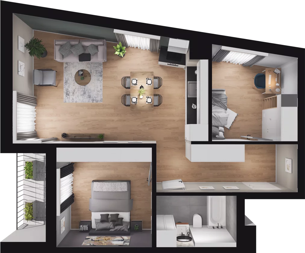 3 pokoje, mieszkanie 61,71 m², piętro 4, oferta nr A1-40, Forma Otwarta, Kraków, Bronowice, Bronowice Wielkie, ul. Sosnowiecka