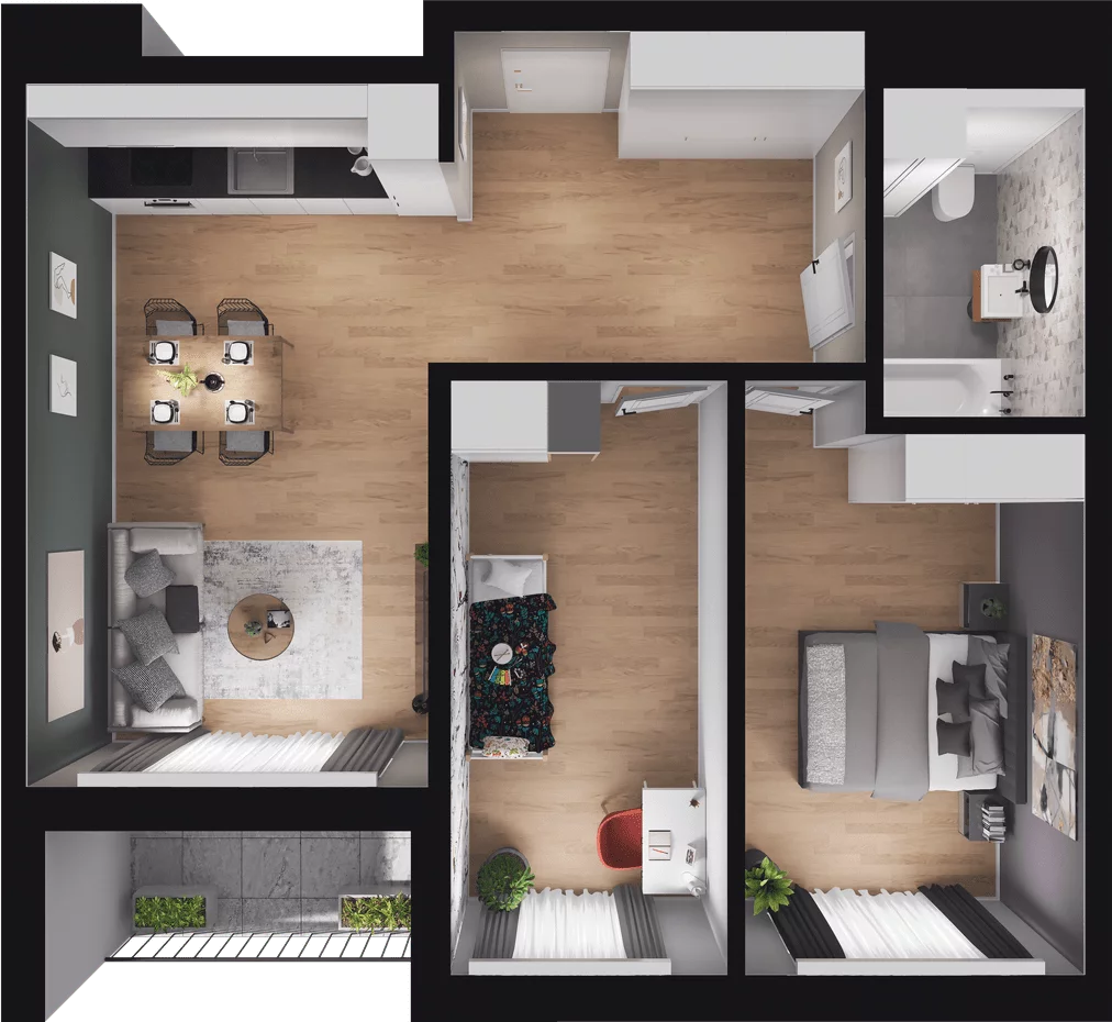 3 pokoje, mieszkanie 60,19 m², piętro 6, oferta nr A2-63, Forma Otwarta, Kraków, Bronowice, Bronowice Wielkie, ul. Sosnowiecka