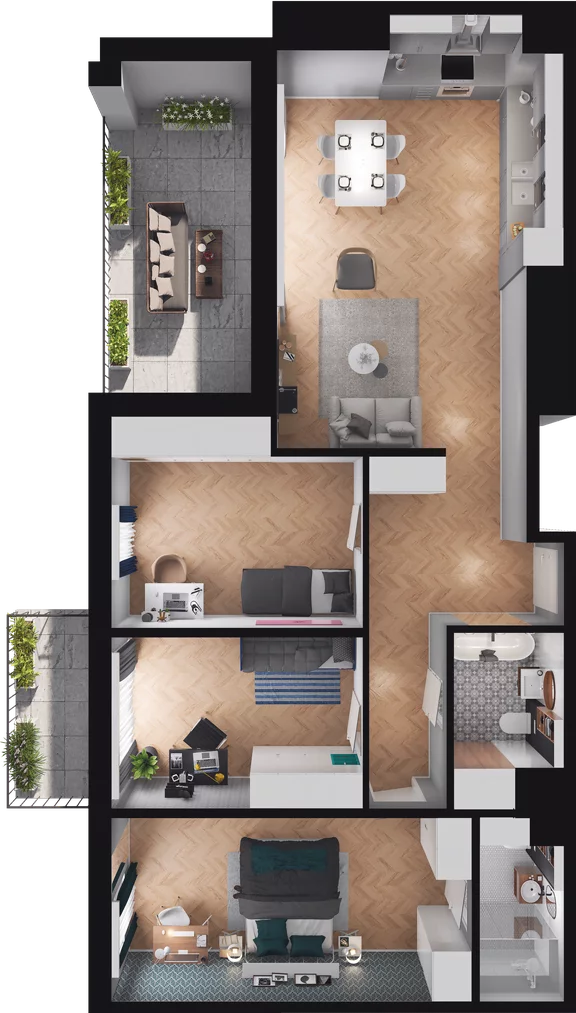 4 pokoje, mieszkanie 102,27 m², piętro 4, oferta nr B1-56, Slow City, Kraków, Prądnik Biały, ul. Piaszczysta
