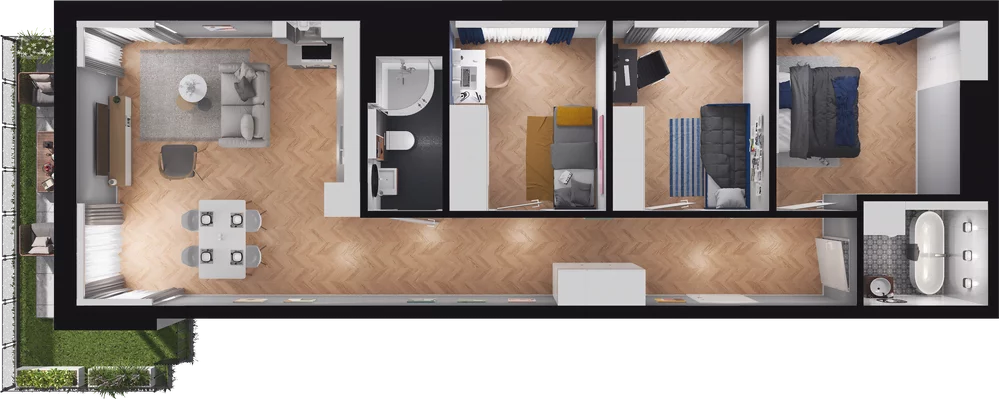 4 pokoje, mieszkanie 71,77 m², parter, oferta nr B2-59, Slow City, Kraków, Prądnik Biały, ul. Piaszczysta