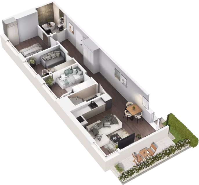 4 pokoje, mieszkanie 71,67 m², parter, oferta nr C2-59, Slow City, Kraków, Prądnik Biały, ul. Piaszczysta