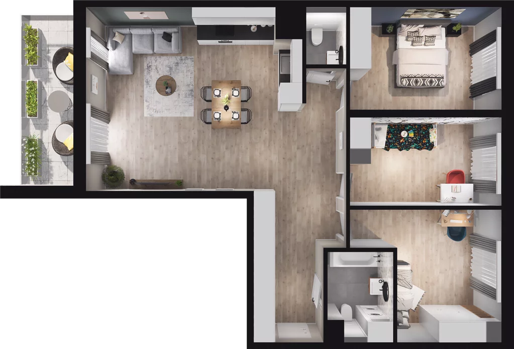 4 pokoje, mieszkanie 89,95 m², piętro 3, oferta nr A52, Podedworze 13, Kraków, Podgórze Duchackie, Piaski Wielkie, ul. Podedworze 13
