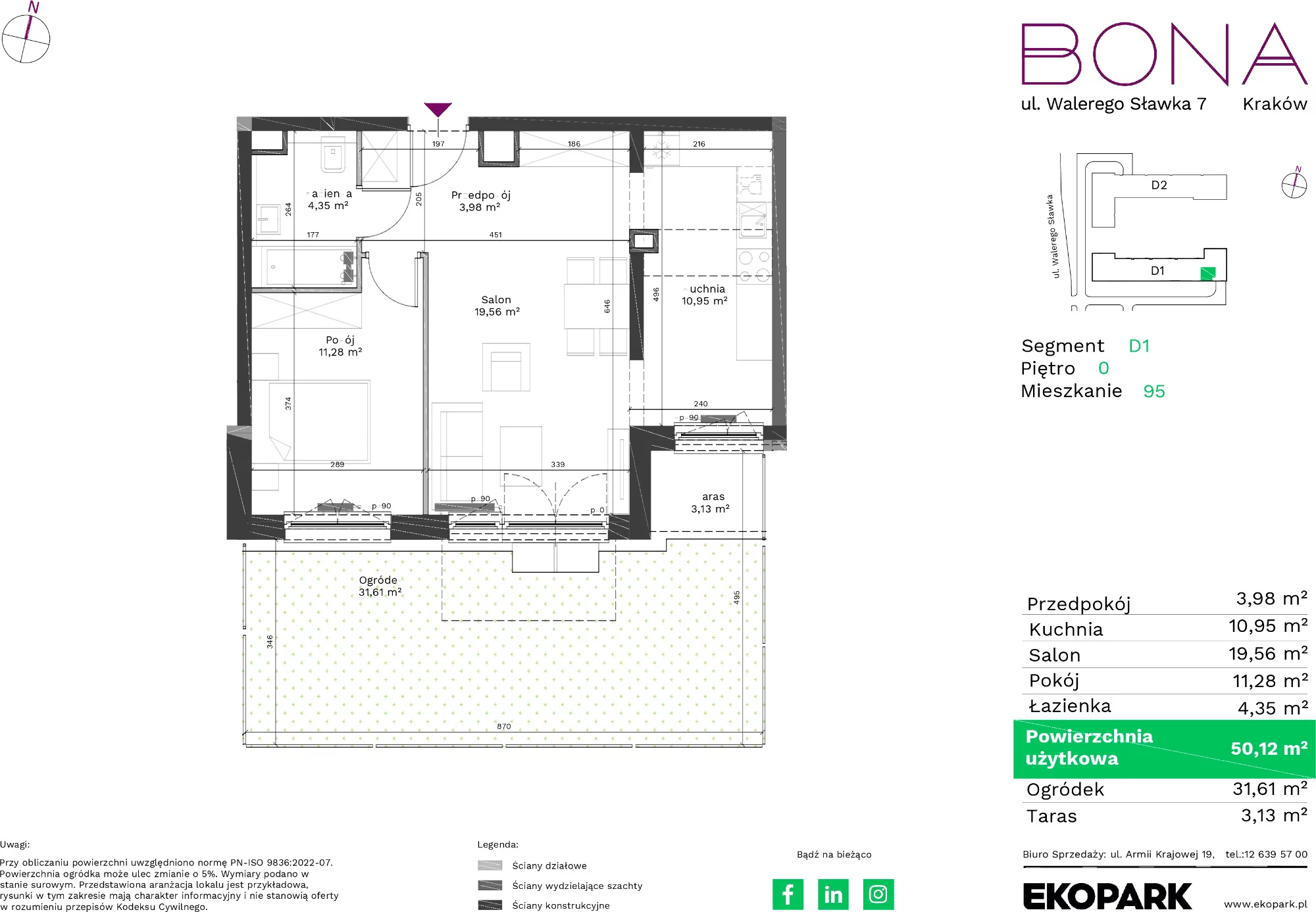 Mieszkanie 71,89 m², parter, oferta nr 95, BONA, Kraków, Podgórze Duchackie, ul. Walerego Sławka 7-idx