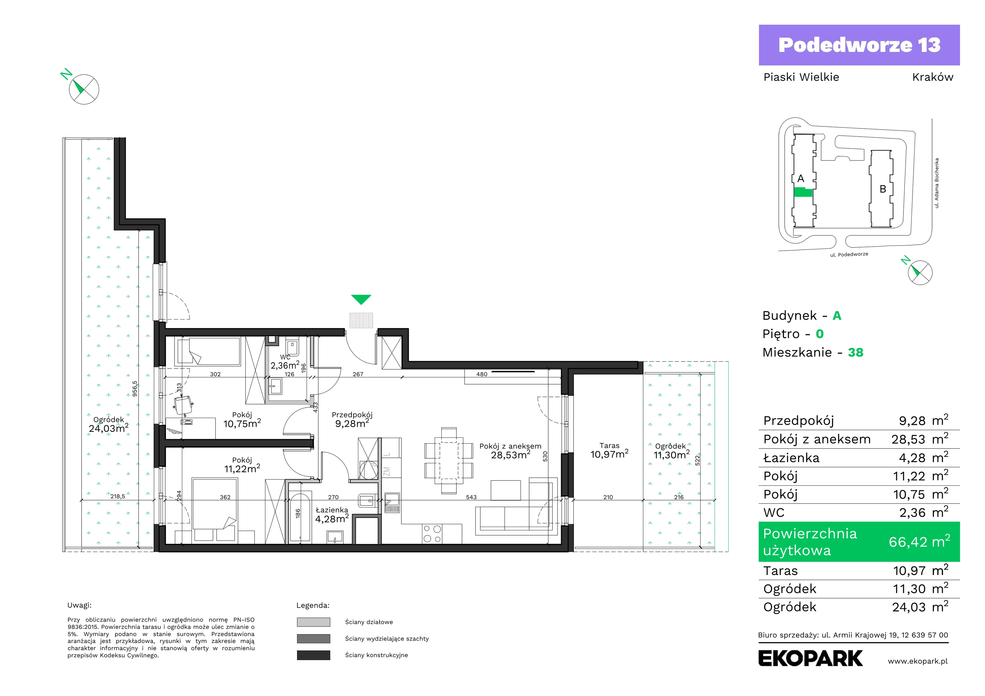 Mieszkanie 66,42 m², parter, oferta nr A38, Podedworze 13, Kraków, Podgórze Duchackie, Piaski Wielkie, ul. Podedworze 13