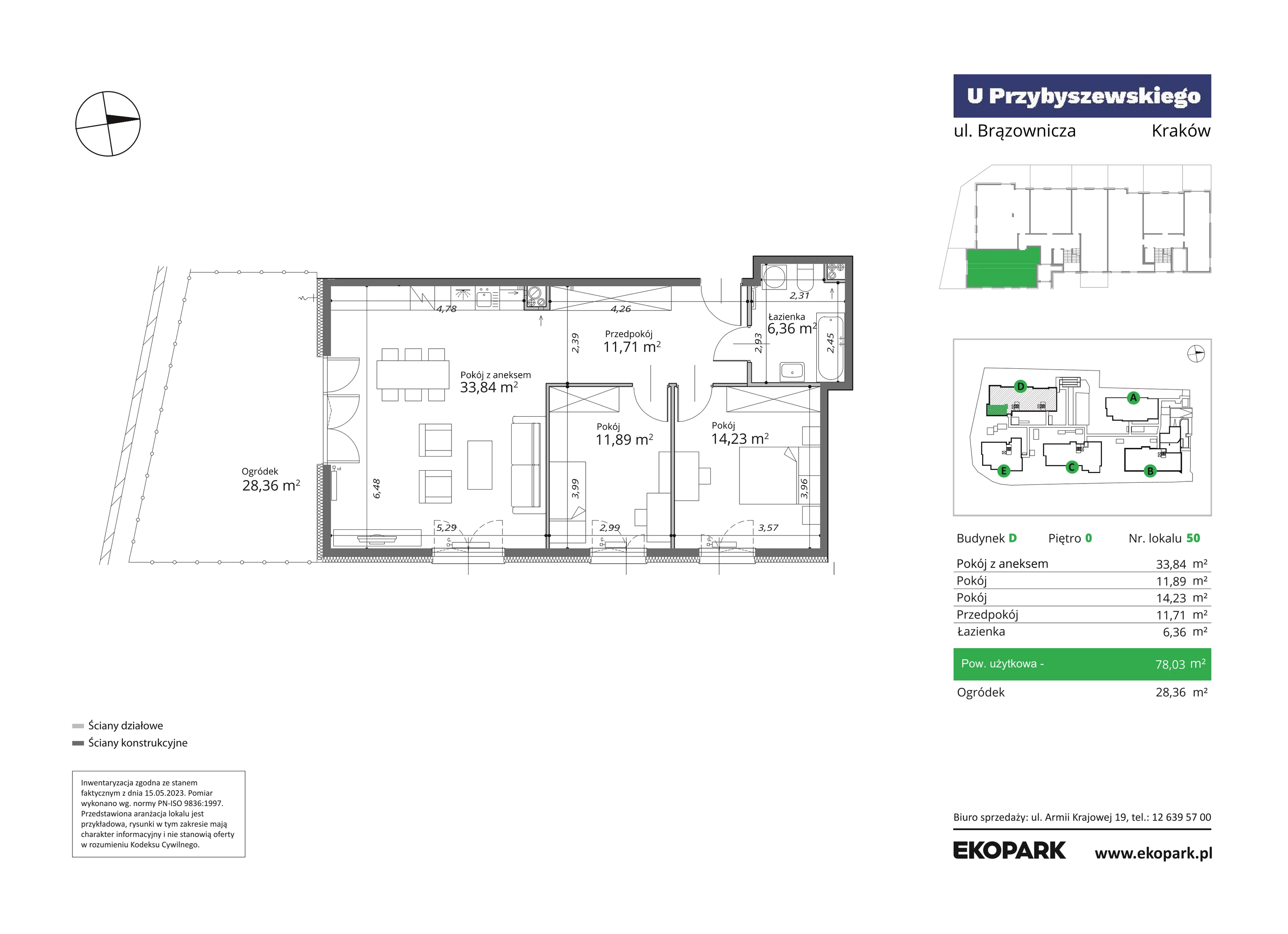 Mieszkanie 78,03 m², parter, oferta nr D50, U Przybyszewskiego etap III, Kraków, Krowodrza, ul. Przybyszewskiego