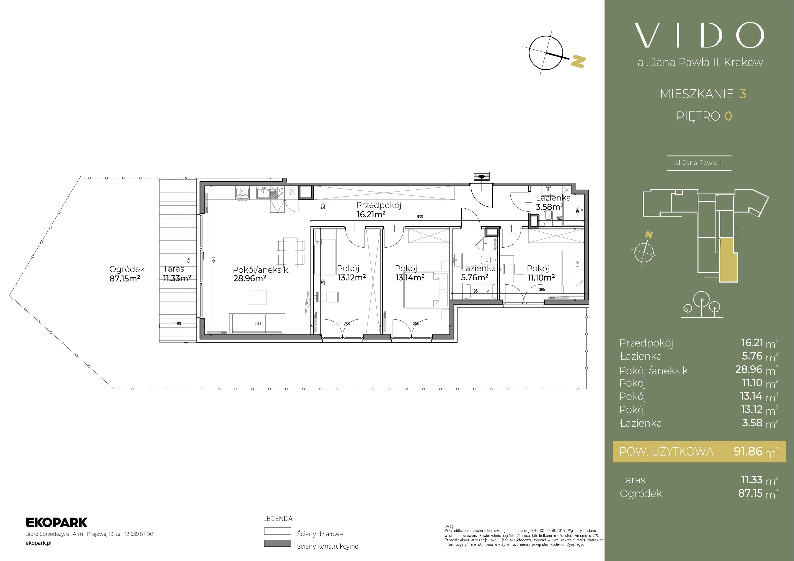 Mieszkanie 91,86 m², parter, oferta nr M3, Vido, Kraków, Prądnik Czerwony, Aleja Jana Pawła II 52