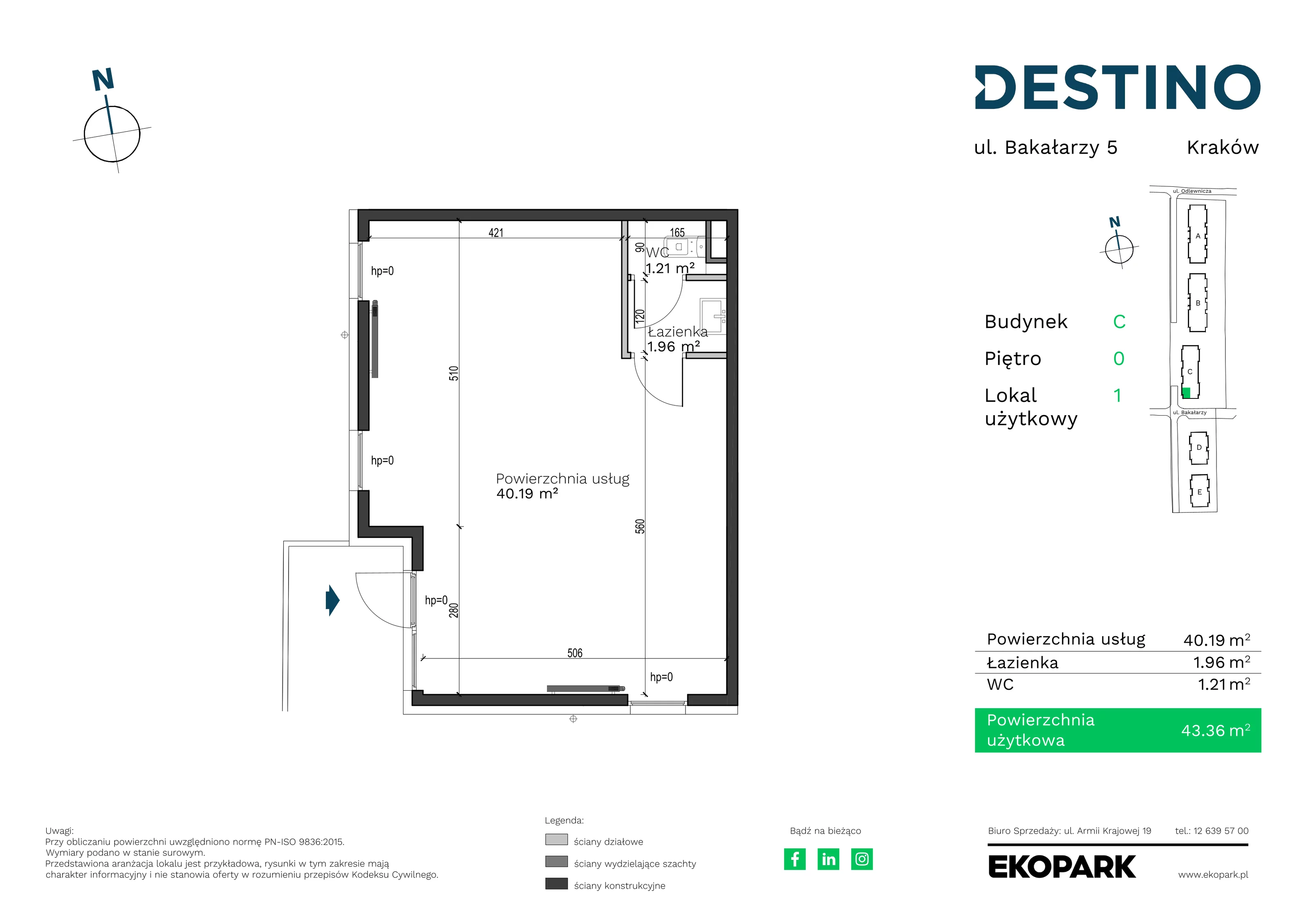 Lokal użytkowy 43,36 m², oferta nr LU1, Destino, Kraków, Bronowice, Bronowice Małe, ul. Odlewnicza
