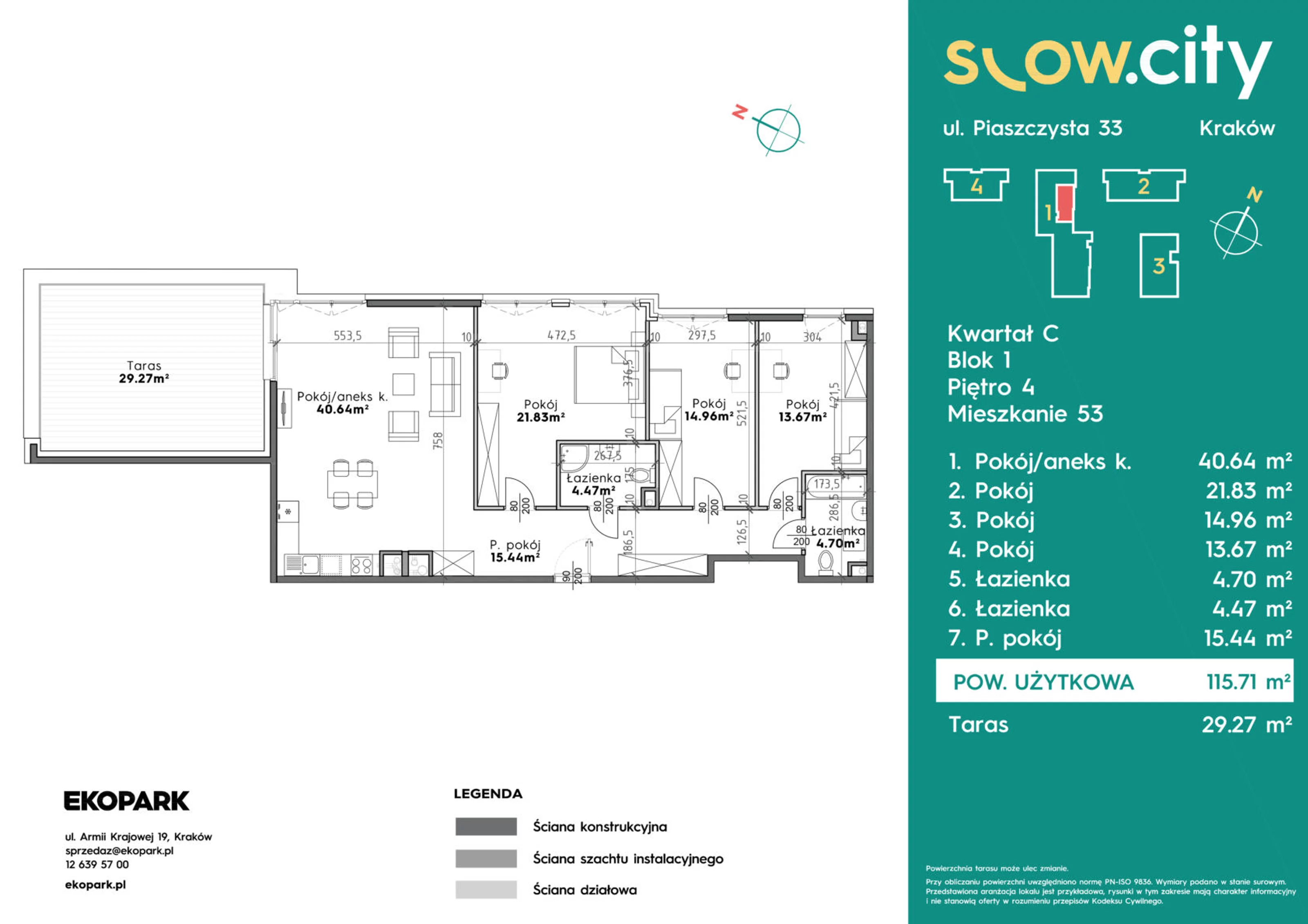 Mieszkanie 115,71 m², piętro 4, oferta nr C1-53, Slow City, Kraków, Prądnik Biały, ul. Piaszczysta