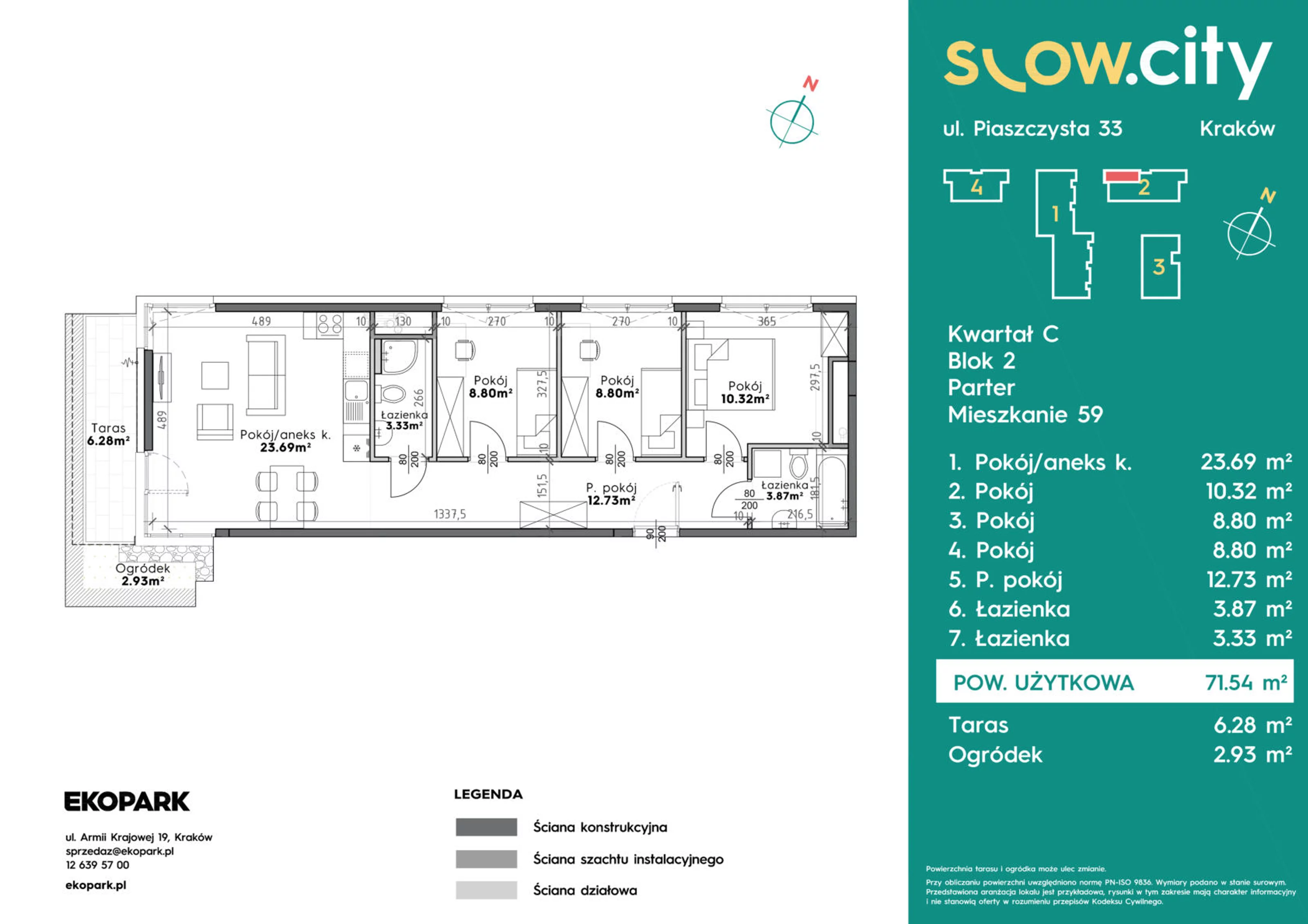 Mieszkanie 71,54 m², parter, oferta nr C2-59, Slow City, Kraków, Prądnik Biały, ul. Piaszczysta-idx