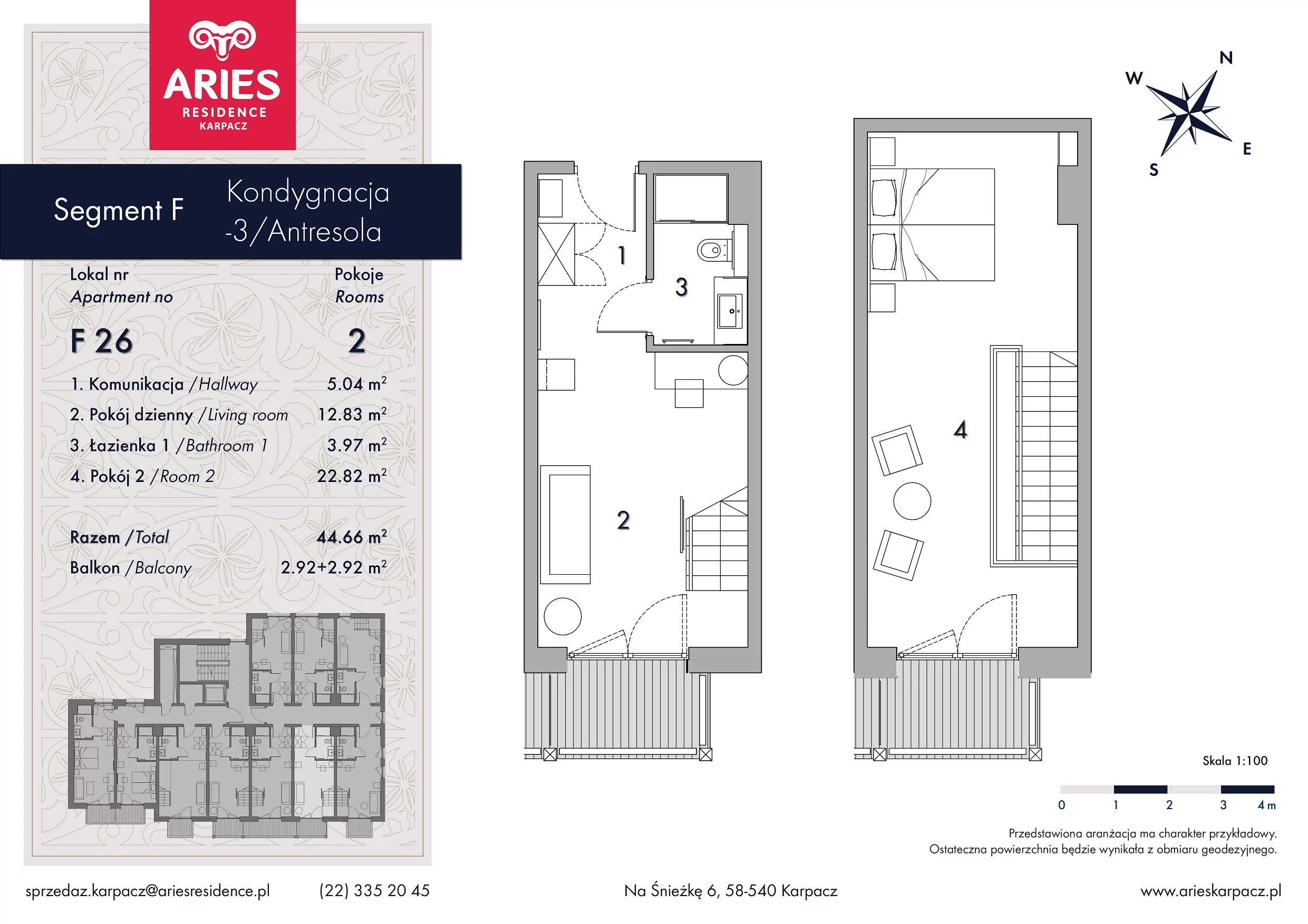 Lokal inwestycyjny 44,66 m², piętro 2, oferta nr F26, Aries Residence Karpacz, Karpacz, ul. Na Śnieżkę 6