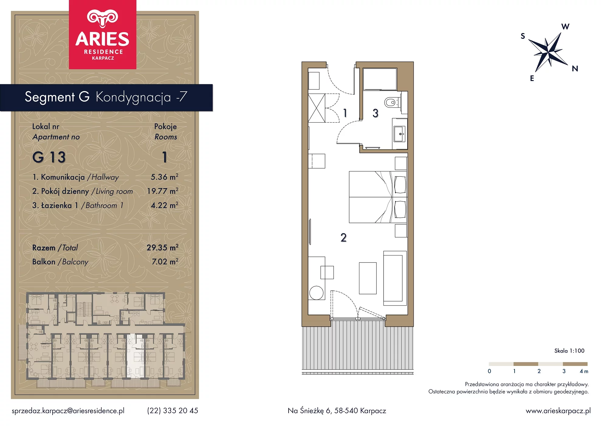 Lokal inwestycyjny 29,35 m², piętro 1, oferta nr G13, Aries Residence Karpacz, Karpacz, ul. Na Śnieżkę 6