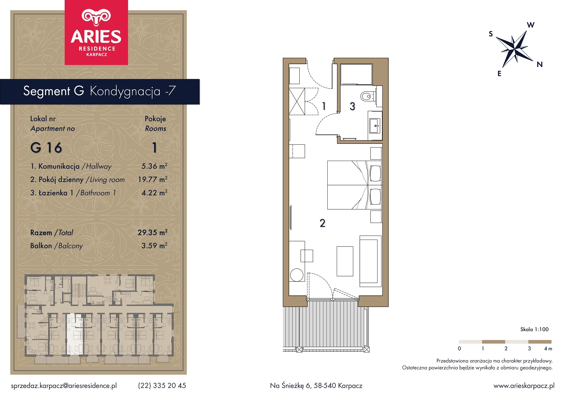 Lokal inwestycyjny 29,35 m², piętro 1, oferta nr G16, Aries Residence Karpacz, Karpacz, ul. Na Śnieżkę 6