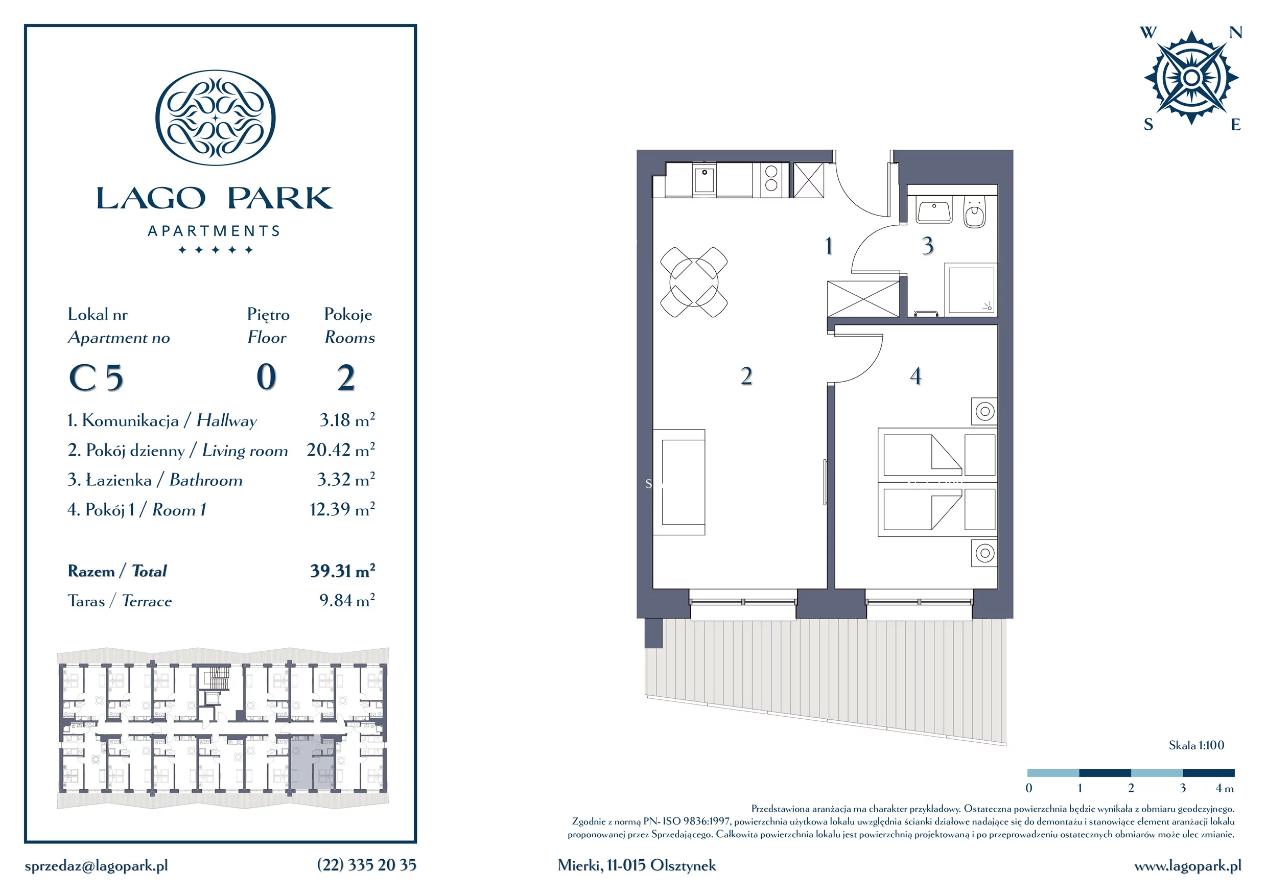 Apartament inwestycyjny 39,31 m², parter, oferta nr C5, Lago Park Apartments by Aries, Mierki, Kołatek 2