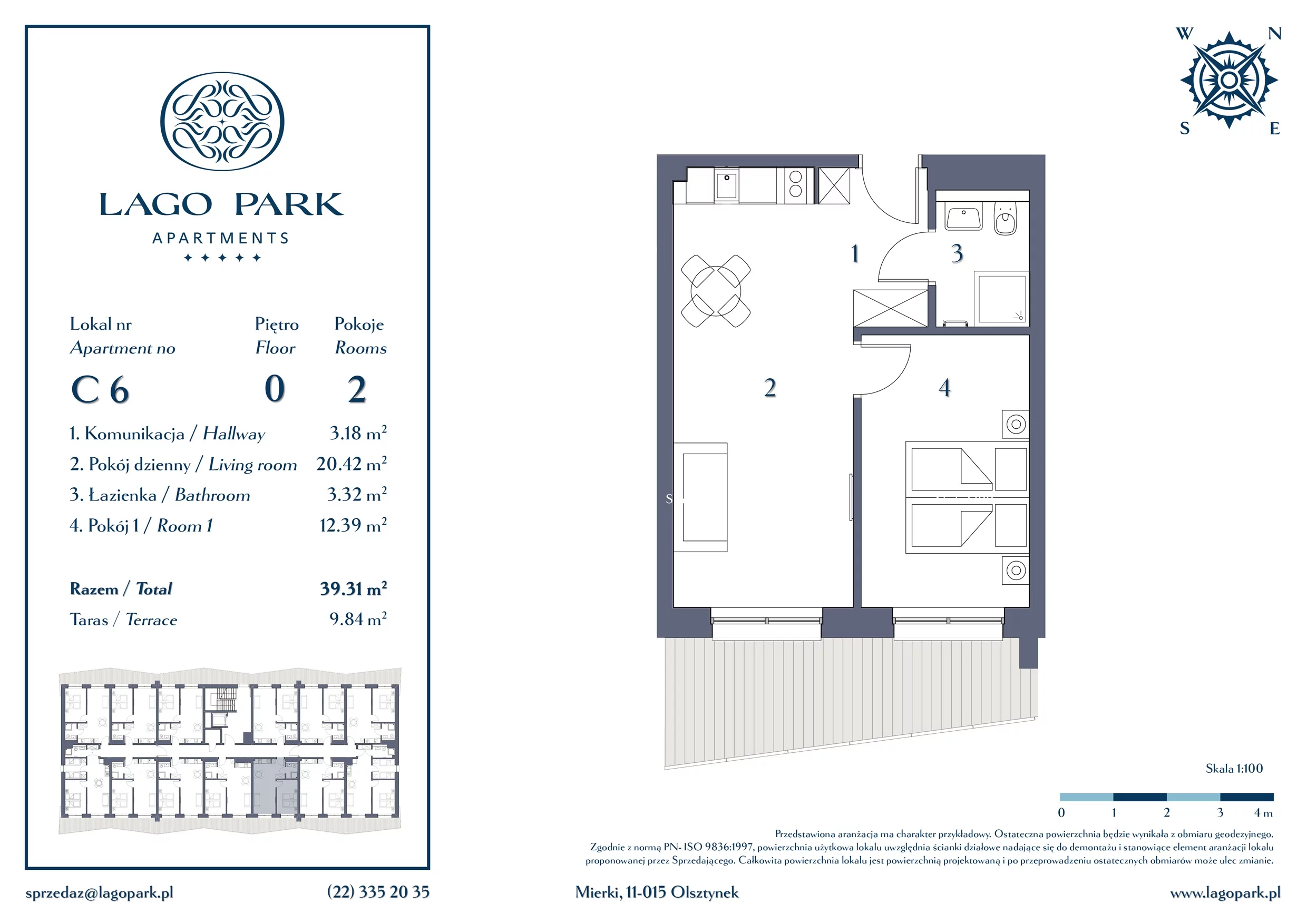 Apartament inwestycyjny 39,31 m², parter, oferta nr C6, Lago Park Apartments by Aries, Mierki, Kołatek 2