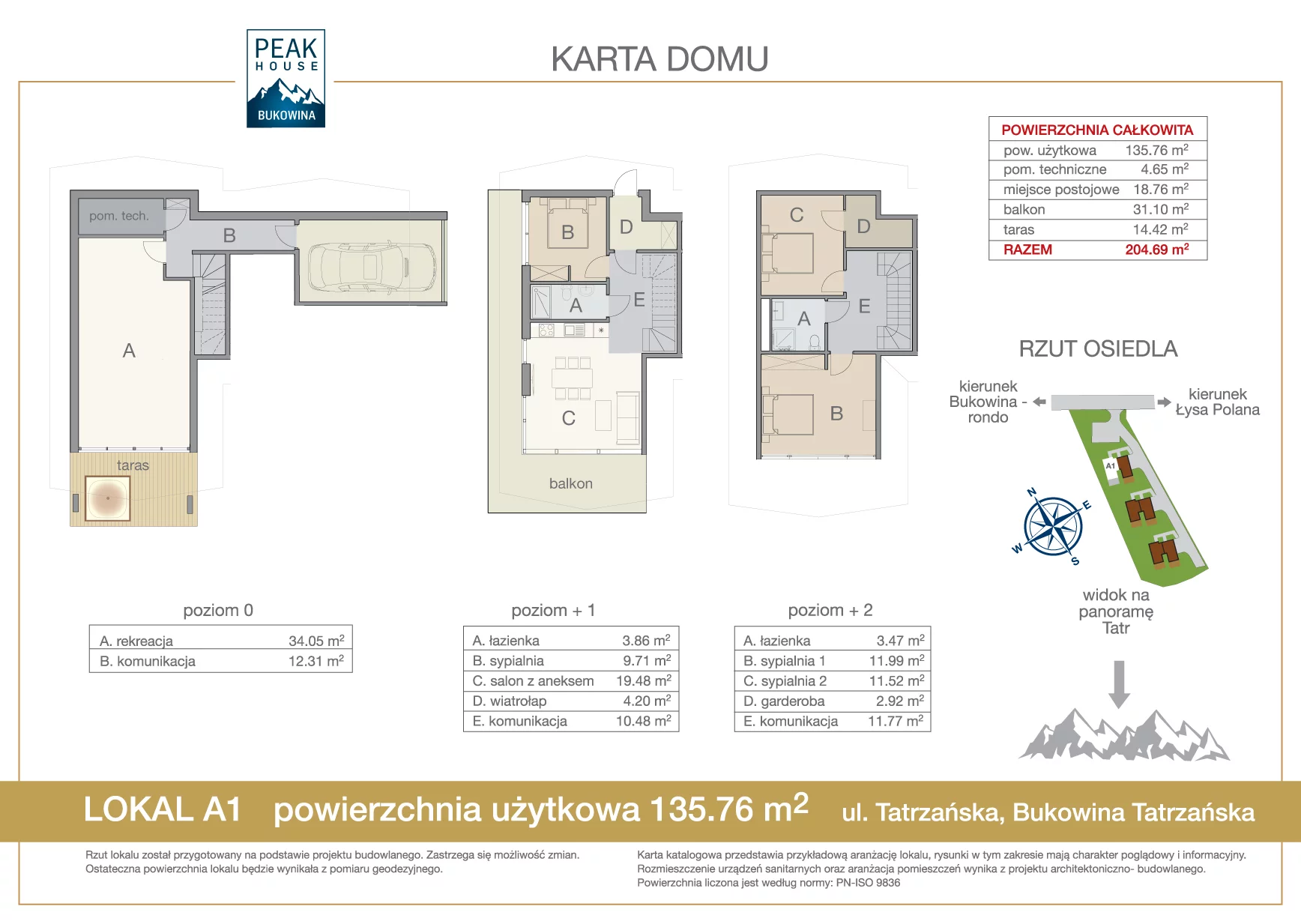 Dom 135,76 m², oferta nr A1, Bukowina Peak House, Bukowina Tatrzańska, ul. Tatrzańska 17a