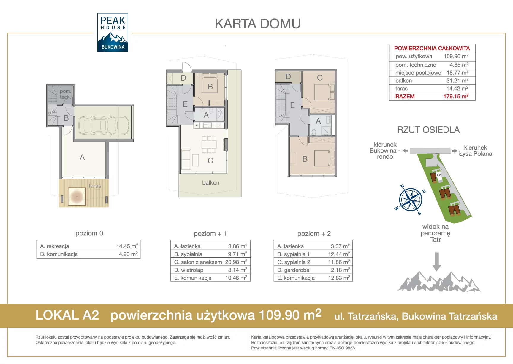 Dom 109,90 m², oferta nr A2, Bukowina Peak House, Bukowina Tatrzańska, ul. Tatrzańska 17a