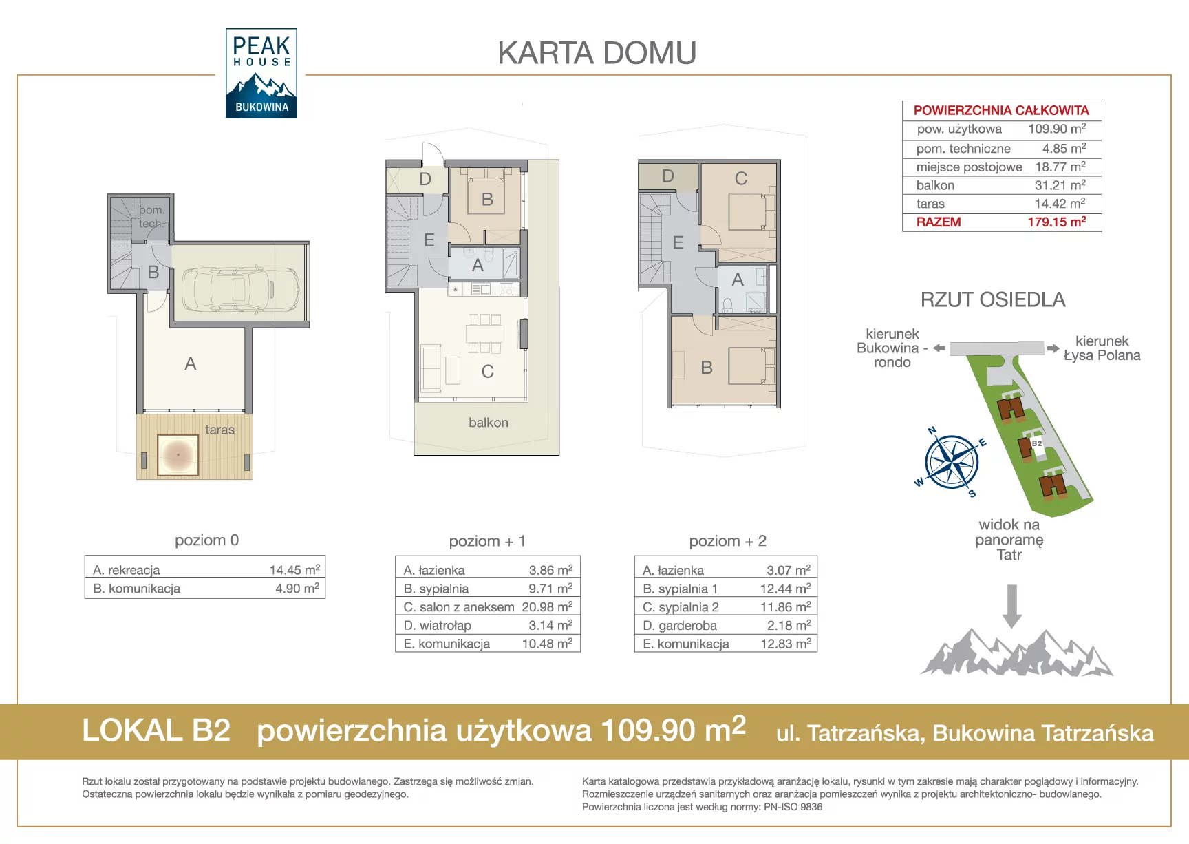 Dom 109,90 m², oferta nr B2, Bukowina Peak House, Bukowina Tatrzańska, ul. Tatrzańska 17a