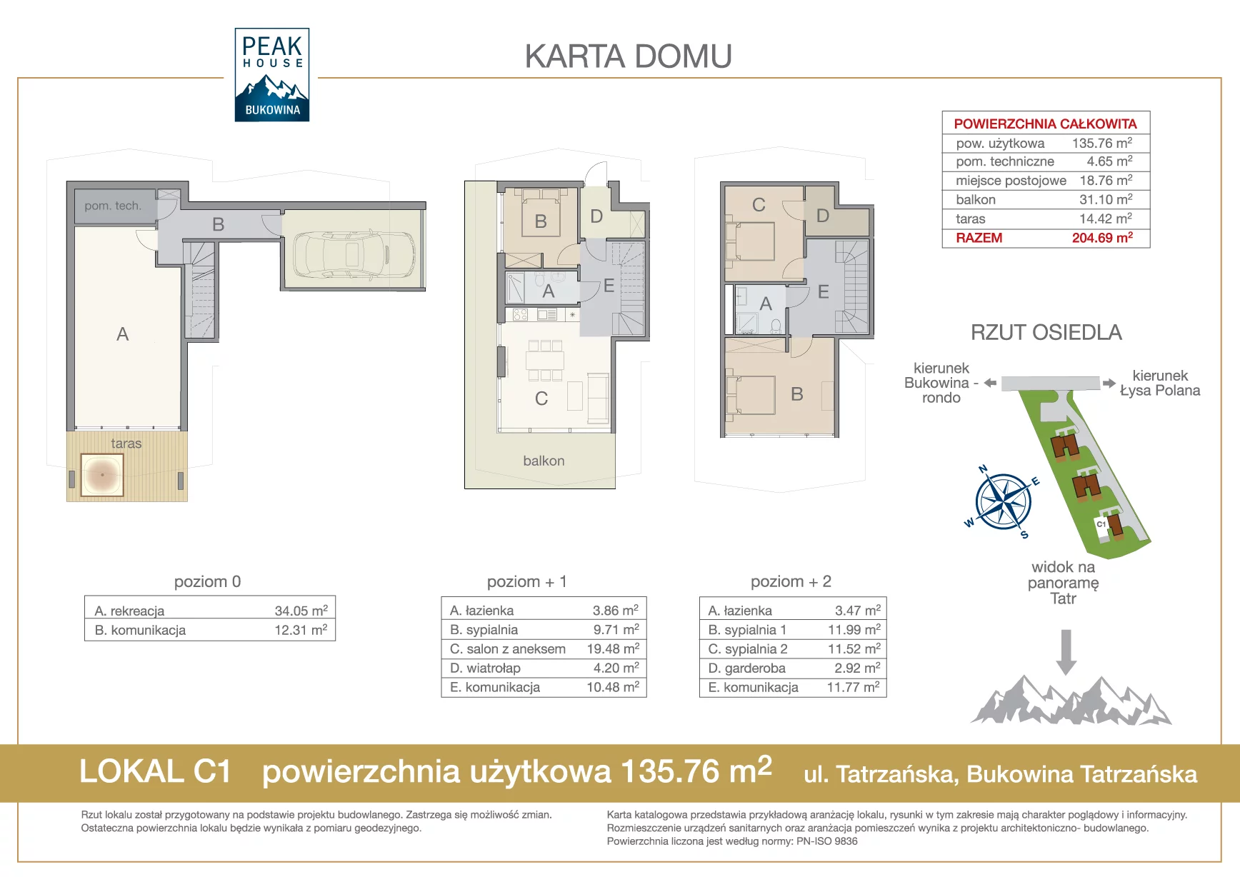 Dom 135,76 m², oferta nr C1, Bukowina Peak House, Bukowina Tatrzańska, ul. Tatrzańska 17a