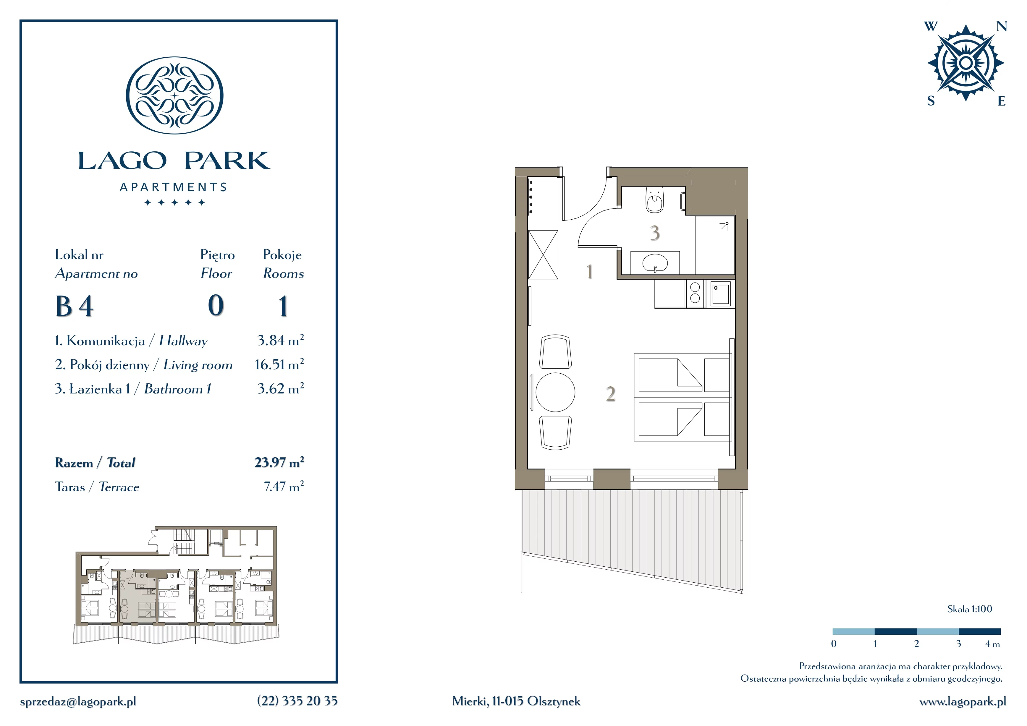 Apartament inwestycyjny 23,97 m², parter, oferta nr B4, Lago Park Apartments by Aries, Mierki, Kołatek 2