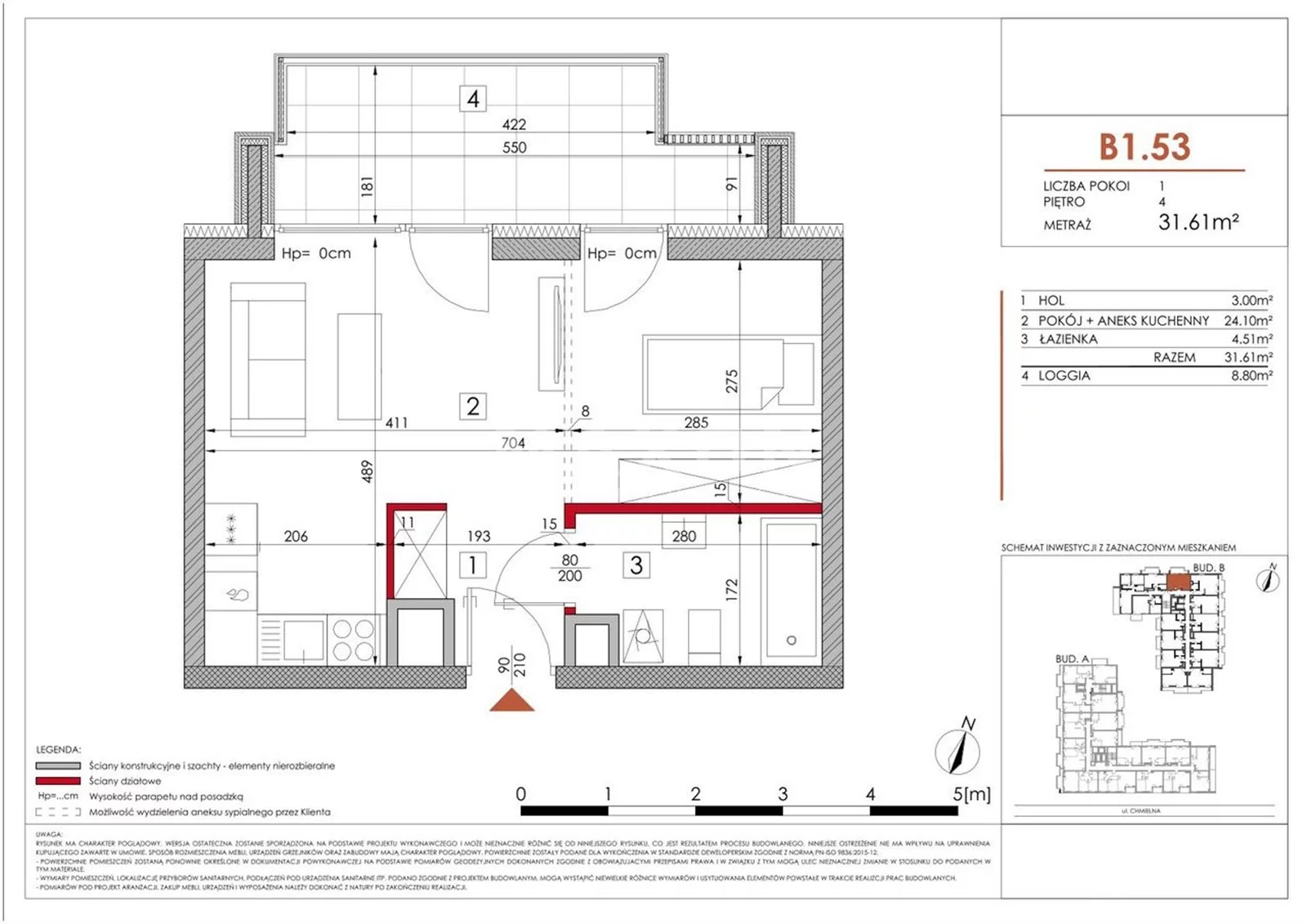 Mieszkanie na sprzedaż, 31,61 m², 1 pokój, 4 piętro, oferta nr 61566/MS/MAX