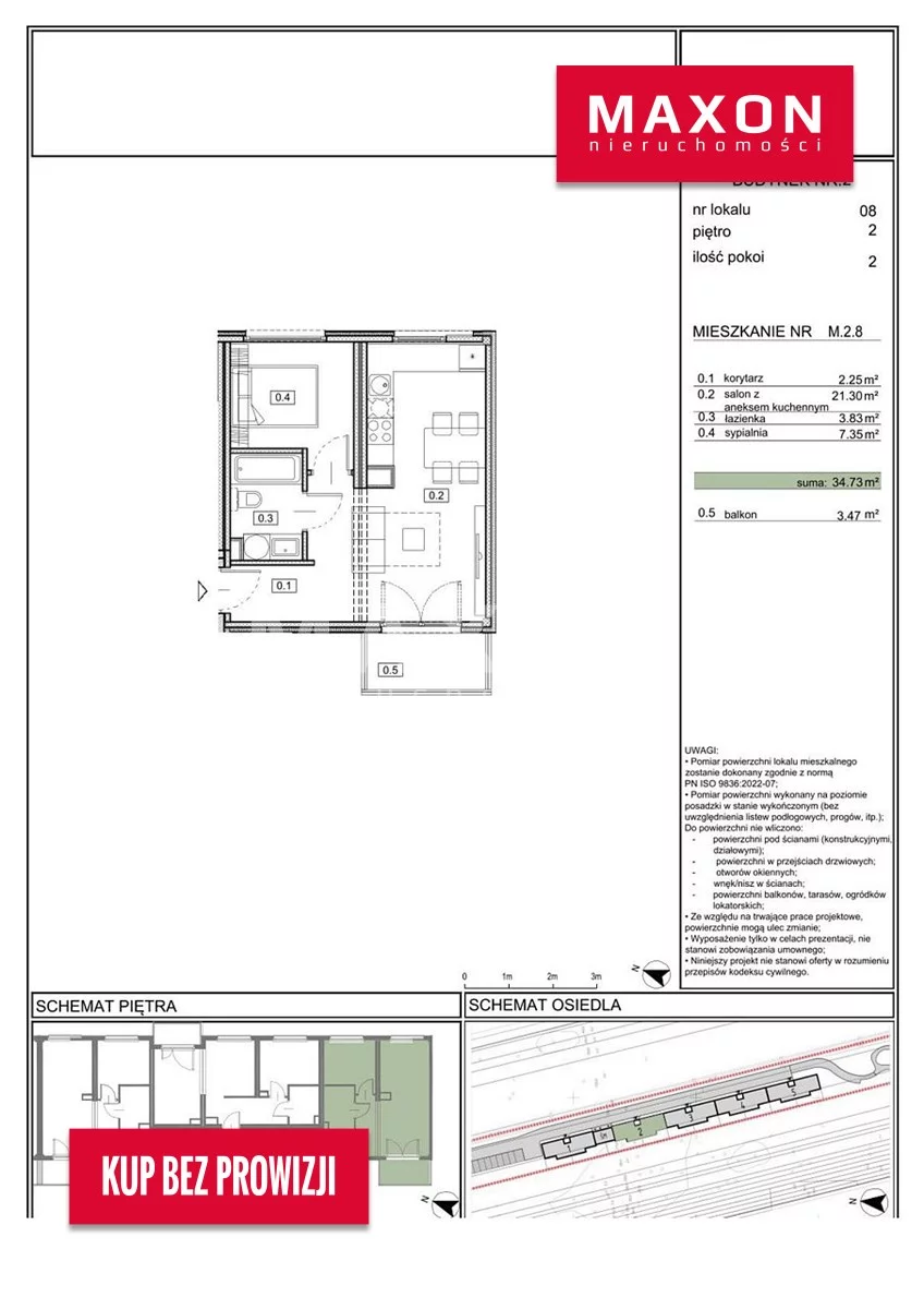 Mieszkanie na sprzedaż, 34,73 m², 2 pokoje, 2 piętro, oferta nr 61587/MS/MAX