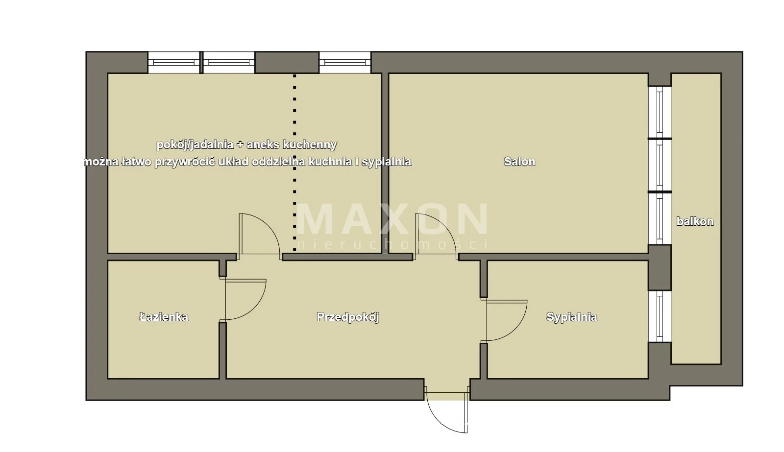 Mieszkanie na sprzedaż, 48,00 m², 3 pokoje, 2 piętro, oferta nr 61881/MS/MAX