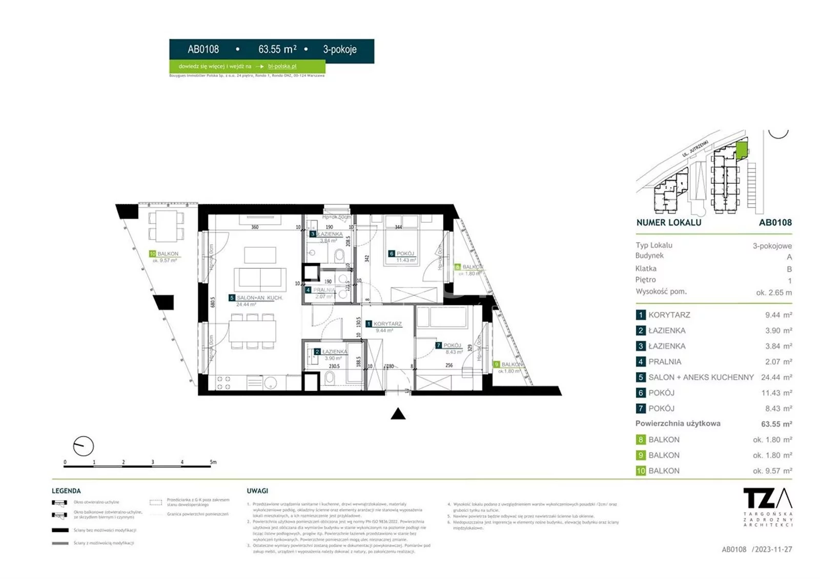 Mieszkanie na sprzedaż, 63,55 m², 3 pokoje, 1 piętro, oferta nr 61826/MS/MAX