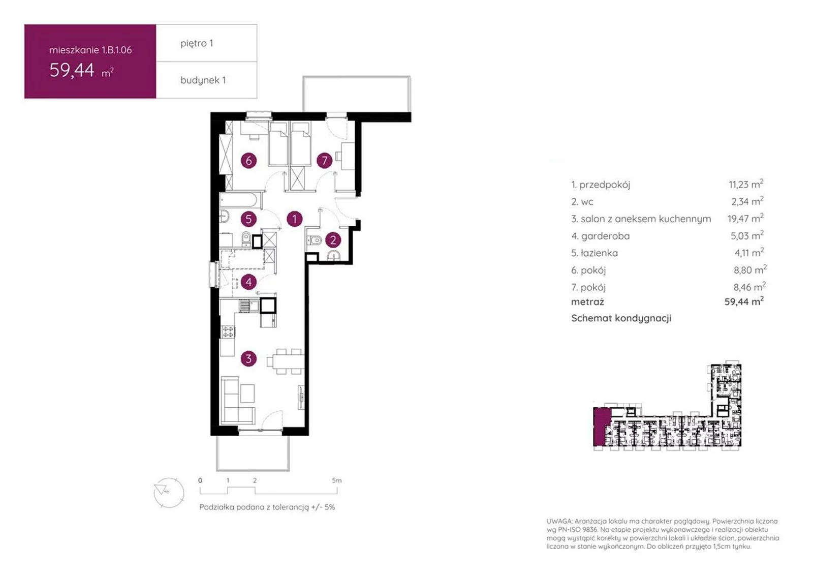 Mieszkanie na sprzedaż, 59,44 m², 3 pokoje, 1 piętro, oferta nr 62053/MS/MAX