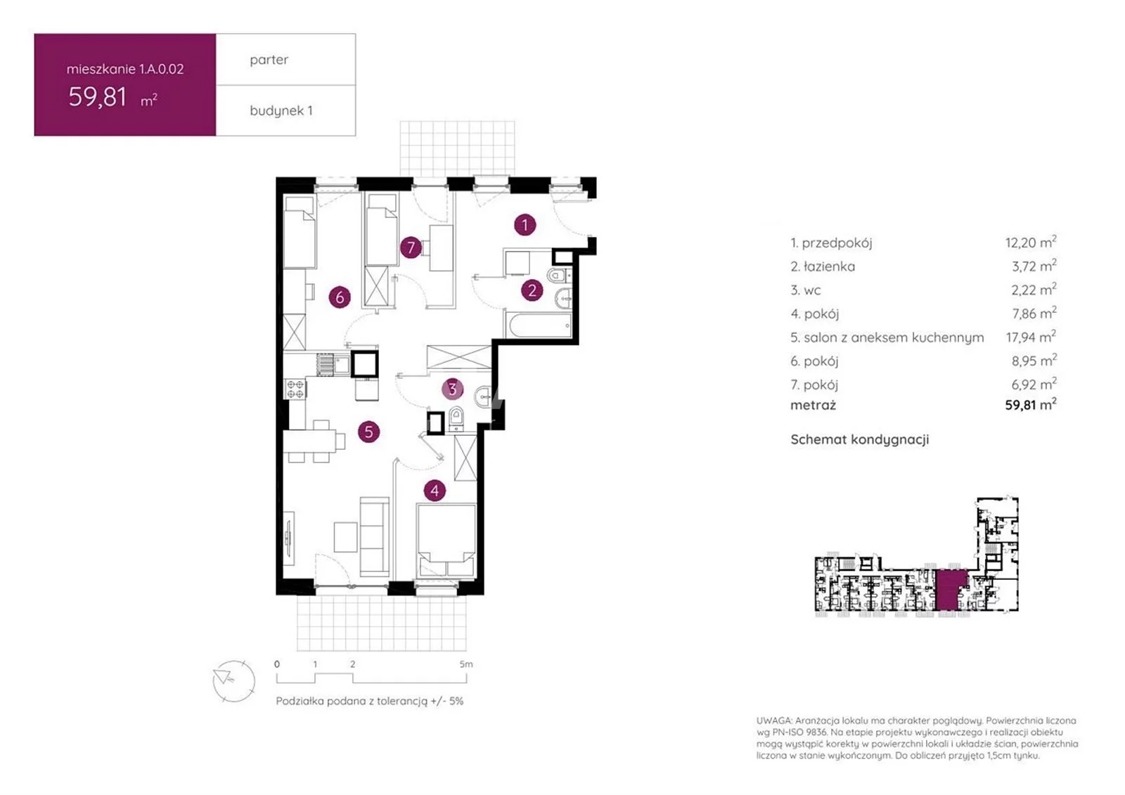 Mieszkanie na sprzedaż, 59,81 m², 4 pokoje, parter, oferta nr 62050/MS/MAX