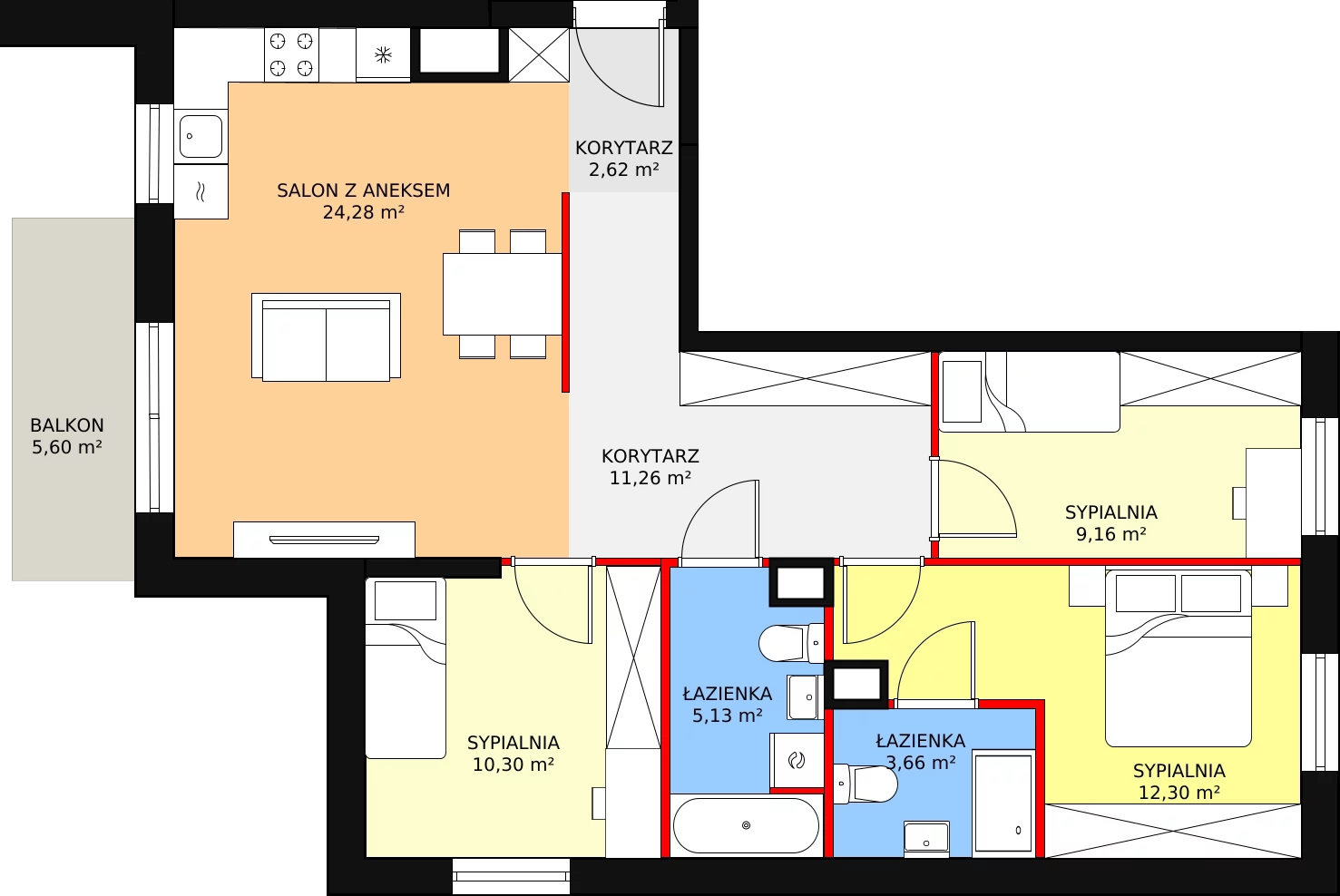 4 pokoje, mieszkanie 78,71 m², piętro 1, oferta nr 15/1/A/C, NeoPolis, Warszawa, Ursus, Szamoty, ul. Silnikowa